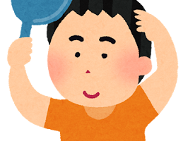 髪の毛をチェックしている人